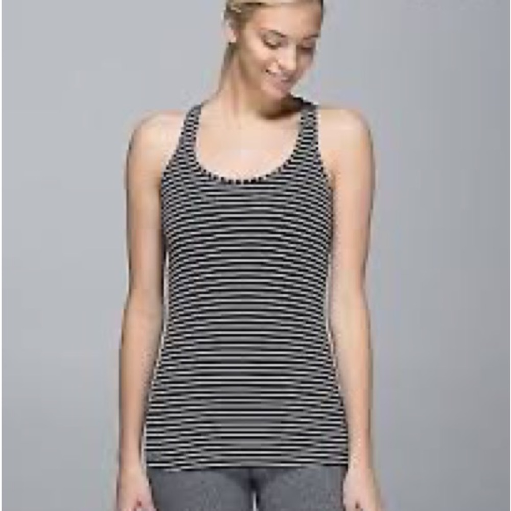 Lululemon black and white striped top